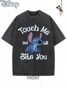 Disney Official Licensed Lilo & Stitch "Experiment 626" Graphic T Shirts 100 Percent Cotton Shirt Washed 230g Unisex - màu đen - Xem 1