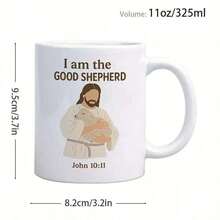 1pc 11oz Ceramic Coffee Mug With Jesus And Bible Verse Graphic, Reusable, Grade 3A, Ceramic Material, Unisex, Great Gift For Mother's Day, Father's Day - White - View 12