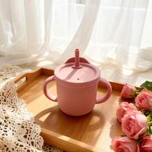 Infant Straw Cup, Training Cup, Silicone Material Double Handle Water Bottle - Multicolor - View 12