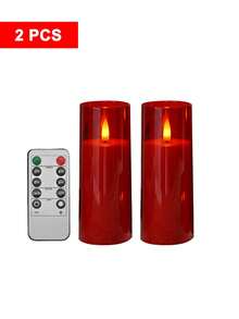 5pcs Flameless Candle Lights With Timer/Remote Control, Battery Powered, Wish Candle Lights, Flameless Odorless Smokeless LED Candles, 5pcs Realistic Wick Pillar Candles, Warm Flame, Suitable For Home, Bedroom, Wedding, Proposal, Christmas, Halloween, Mother's Day, Valentine's Day, Company Gathering Party - Red - View 11