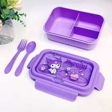 SANRIO 1 Set Merlot Cinnamon Roll Bento Box, Microwave- Bento Lunch Box With Utensils, Rectangular Fruit Bento Box, Suitable For Travel, Birthday, Valentine's Day, Holiday Party, Back To School, Wedding, Restaurant - Multicolor - View 5