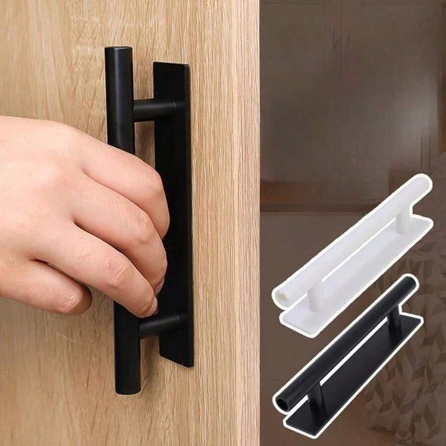 6 peças Puxador Auxiliar Autocolante Pronto a Usar para Gaveta, Puxador Autocolante para Porta de Armário, Puxador Preto para Porta de Rede, Puxador Multifunções, Puxador de Plástico para Abrir e Fechar, Adequado para Armários, Portas, Janelas e Roupeiros