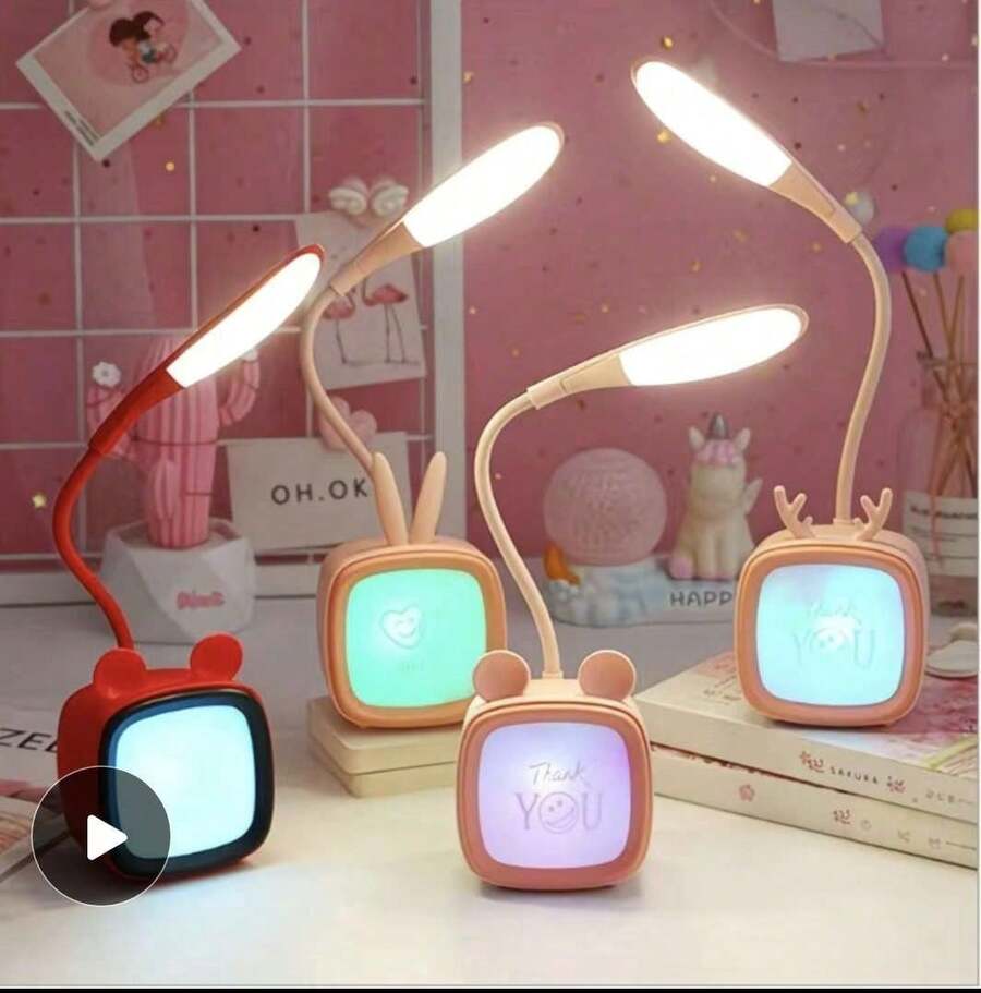 Cartoon Animal Design LED Night Light For Kids' Room, Rechargeable Table Lamp, Eye Protection Study Lamp, Bedroom Night Light, Student Reading Lamp