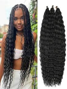 3 lọn tóc giả móc kiểu sóng biển, dài 18-32 inch, tóc bện sóng sâu màu đỏ tươi, hồng, trắng, đen, tóc nối móc xoăn tổng hợp. - Nhiều màu - Xem 9