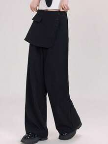 Quần ống loe cạp cao, ôm dáng, đa năng 2 trong 1, thiết kế Hàn Quốc thời trang. - màu đen - Xem 4