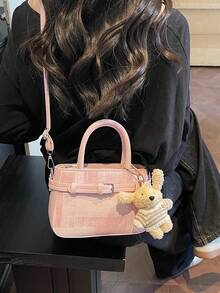Women's Fashion Handbag, New Summer 2026 Minimalist Shoulder Bag, Unique Commuter Crossbody Satchel - Pink - View 3