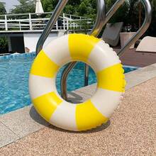 1PC Yellow Retro Striped Blue Swimming Ring Thickened Underarm Float For Kids Sweet Little Girls Summer Vacation Party Universal - Yellow - View 11