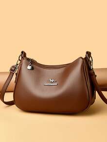 Túi đeo vai bằng da mềm mại, túi xách nữ công sở, thiết kế đơn giản, thời trang thành thị, mẫu mới năm 2026 dành cho các bà mẹ trung niên. - màu nâu - Xem 2