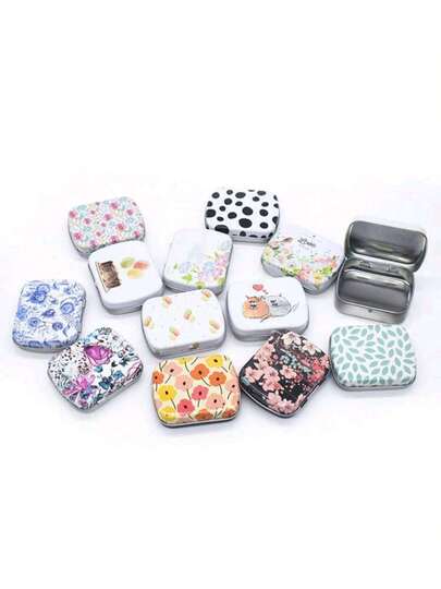 1pc Vintage Metal Tin Box, Retro Hinge Mini Box, Small Candy Box, Portable Tin Can, Outdoor Travel Supplies, Home Organization
