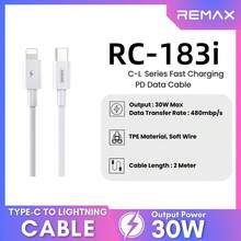 REMAX - RC-183i Marlik Series 30W PD Fast Charging Type-C To Lightning Cable (2M), High Power PD Type-C To Lightning - White - View 6