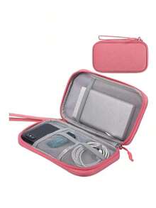 1pc Double Layer Digital Accessories Storage Bag, Electronics Accessories Travel Organizer Bag Fits Phone, Cables, Coins, Jewelry, Divider Compartments For Power Bank, Mouse, Charger, Data Cables, Hard Drive, Protective Cover,Boho Vibes - 彩色 - 查看 3