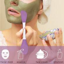 1/3pcs Silicone Double-Ended Mask Brush, A Multi-Functional Facial Cleansing And Massage Tool, Suitable For Applying Mud Masks And Drawing Eyeliner. - Purple - View 2