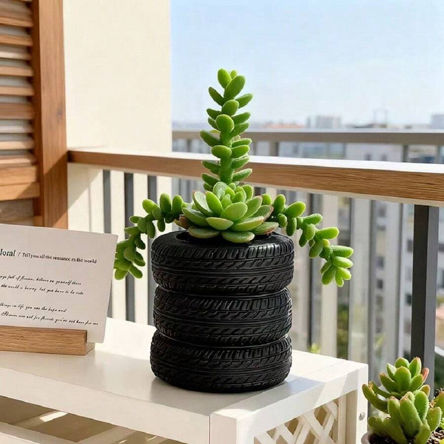 1pc Tire Shaped Pen Holder, Black Desk Pen Organizer, Suitable For Office, Home, Classroom, Meeting Room Stationery - Tire Creativity - View 1