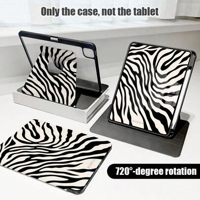 1个360°旋转翻盖支架保护套，斑马纹，带笔槽，PU皮革材质，支持自动休眠/唤醒功能，兼容荣耀Pad 8/9/10、荣耀GT 11.5英寸/X7/X8A/X9/X8Pro/X9Pro/V9/V8 Pro、Matepad 11英寸（2023/2022）、Matepad 11.5英寸（2026）等平板电脑