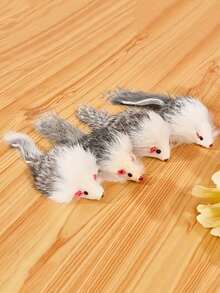 4 piezas Juguetes para Mascotas Gatos - Piel de Conejo, Ratones de Plástico en 2 Colores, Ratones de Peluche - Juguetes Interactivos de Juego y Ejercicio para Gatos de Interior - Multicolor - Ver 18