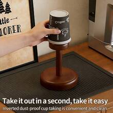1个胡桃木和黄铜纸杯架，木制一次性纸杯分配器，咖啡/茶杯收纳架 - A - 查看 4