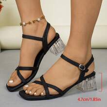 Sandal nữ giả da hở mũi gợi cảm, kiểu dáng mới, phù hợp cho đi biển, dự tiệc, kỳ nghỉ, công sở, mọi mùa. - màu đen - Xem 5