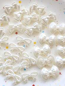 EECLYCJ 50g Faux Pearl ABS Pearlescent Bow Beads, 3 Styles Of Sweet Cute Kawaii Mini White Hole Beads For Girls DIY Crafts, Cellphone Straps, Handbag Charms, Hair Ties, Bracelets, Handmade Mother's Day Gift Materials - Beige - View 6