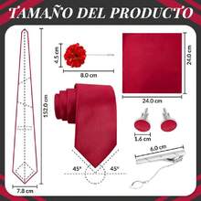 Men's Satin Ties, Slim Tie And Bow Tie Set For Gentlemen, High Quality Suit Accessory, 8CM Ties With Cufflinks And Box, Gift For Husband, Father, Friend, 42548346 - 玫紅色 - 查看 2