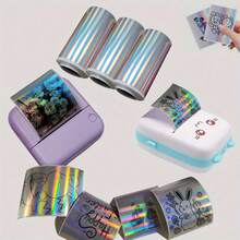 Pegatinas térmicas holográficas | Diseños plateados, dorados, de arcoíris morado, de código de barras, de correo electrónico, de imagen, de logotipo, compatibles con impresoras C9/X5/X6/T02/M02 - Ver 1