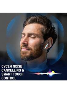 Tai nghe không dây TWS, tai nghe Bluetooth tích hợp micro cho cuộc gọi rõ ràng, thời lượng pin dài, thiết kế chống mồ hôi, hình dạng thân tai nghe thoải mái, phù hợp với thiết bị iOS và Android, tuyệt vời cho tập thể dục, chạy bộ và sử dụng hàng ngày. - Nhiều màu - Xem 3