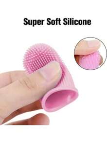 超柔软宠物指套牙刷，硅胶材质，清洁牙齿，适用于猫狗 - 粉色 - 查看 12