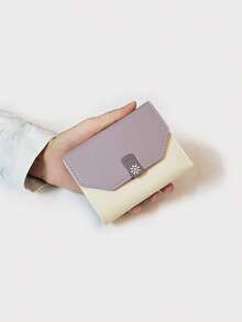 甜美粉色和米色短款钱包，时尚三折卡包，适合少女和女士日常穿搭，迷你钱包，小巧可爱，旅行必备夏季单品 - 彩色 - 查看 14