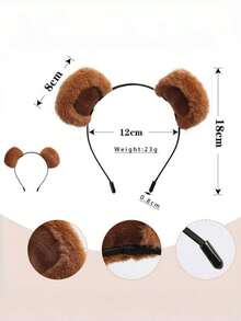 1/2/4 pezzi Set Fascia per capelli con orecchie di orso marrone alla moda, design minimalista con orecchie mobili per ragazze, cornice nera semplice, adatta per vacanze, feste, outfit, regali, Fascia per capelli, Estate, Viaggio - Multicolore - Visualizzare 9