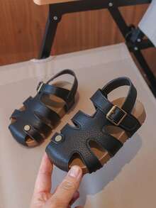 3-6岁女童秋冬春秋季中国风圆头鞋 - 黑色 - 查看 1