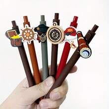 10pcs/Set Random Pirate Series Gel Pens, PVC Soft Sticker Gel Pens, Suitable For Students And Office Use - A - View 5