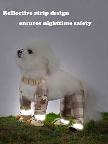 All Season Cute Plaid Bear Anti-Dirty Pants, Small Dog Walking Pet Cat Dog Boots, Outdoor Anti-Dust Shoes - Beige - View 4