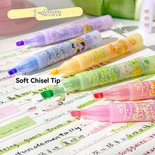 6/4/2/1pcs Set Fruit Scented Highlighter Pens, Soft Tip Pastel Color Highlighter Set, Quick Drying Highlighters Suitable For Diary, Painting, Doodle And Marking, Back To School - Sets - View 6