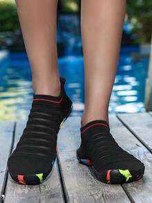 Unisex Water Shoes For Swimming, Beach, Diving, Non-Slip Soft Bottom Aqua Socks - Black - View 3
