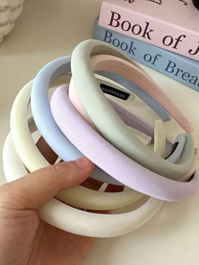 3 chiếc băng đô vải mút đơn giản, màu trơn, màu kẹo ngọt, thích hợp sử dụng hàng ngày cho phụ nữ, băng đô cài tóc, băng đô vòng cài tóc, phụ kiện tóc trang điểm, phụ kiện tóc