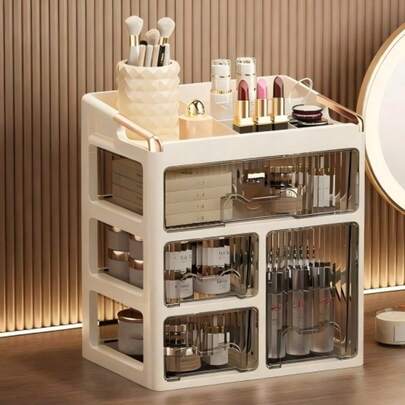 2/3/4/5 Tier Drawer Makeup Organizer, Luxury Vanity Storage Box For Cosmetics, Skin Care, Lipsticks And Jewelry, Desktop Countertop Organizer For Bathroom And Bedroom