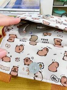 1个水豚翻盖铅笔盒（不含钥匙扣），卡通学生铅笔袋，多层大容量文具袋，学生桌面文具收纳，返校礼物，学生文具 - 卡皮巴拉筆袋 - 查看 7