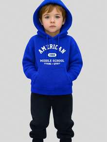 Children's Printed Sweatshirt Set, Blouse And Flannel Trousers - Màu xanh lam - Xem 2