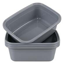 4-Pack 14 Quart Plastic Wash Basins, Rectangular Dishpan Wash Tub, Grey - Kiểu 1 - Xem 2