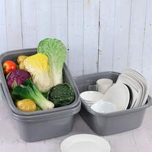 4-Pack 14 Quart Plastic Wash Basins, Rectangular Dishpan Wash Tub, Grey - Kiểu 1 - Xem 8