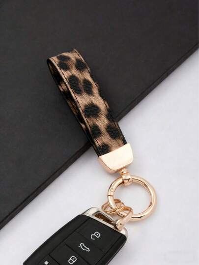 1pc Unisex Black, White, Red, Pink, Orange Zinc Alloy Minimalist Style Leather Cord Keychain Pendant, Suitable For Various Keys And Car Keys