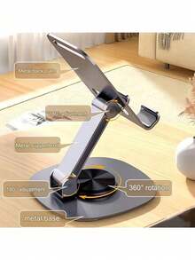 1/2pcs Aluminum Alloy Mobile Phone Holder Lazy Folding 360 Degree Rotating Mobile Phone Tablet Holder Gift Desktop Metal Mobile Phone Holder - One Size - View 4
