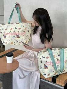 1 pieza Bolso de mano de moda - Bolso plegable portátil de gran capacidad - Estilo callejero - Atuendo personalizado - Combinación de fotos - A - Ver 4