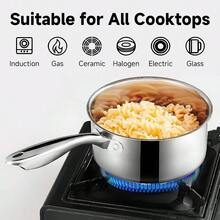 Pots, Pots And Pans Set, 1Qt 2Qt 3QT Stainless Steel Sauce Pan Set With Lid, 6 Pcs Non Stick Saucepan, Small Kitchen Pots, Induction Compatible, - Xem 3