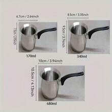 不锈钢咖啡杯、牛奶杯、保温咖啡壶、摩卡壶、手冲咖啡壶、土耳其咖啡壶、咖啡工具、学校用品 返校 - 銀色 - 查看 3