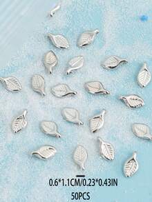 50个CCB迷你可爱金银叶子吊坠，用于珠宝制作、DIY手链项链耳环配件 - 彩色 - 查看 7