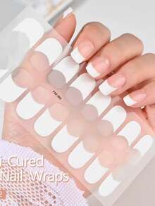 1张半固化凝胶美甲贴纸，16片美甲凝胶贴纸，全覆盖凝胶指甲油贴纸，持久耐用，快速塑形，适合女性和女孩，需配合UV/LED灯使用，DIY美甲贴纸美甲用品 - 彩色 - 查看 3