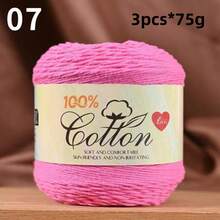 3-Pack Premium 100% Cotton Yarn, Soft & Cozy, Suitable For Handmade Sweaters, Scarves, Hats, Jackets, Vests, Shawls, Cushions, Etc. 3 Skeins X 75g = 225g - 75g Cotton - View 15