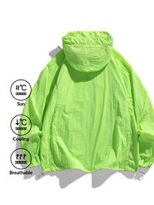 男士轻便透气防紫外线连帽夹克，休闲户外夏季外套 - 綠色 - 查看 3