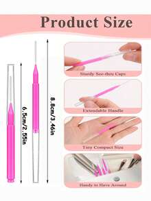 200 piezas Minibrochas para cejas con tapas, aptas para dar forma, rellenar cejas, teñir pestañas, arreglar cejas y pestañas, brochas para cejas, brochas para sombra de ojos - Rosa Fucsia - Ver 5