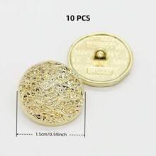 10 piezas de 15/18mm Botones metálicos redondos con textura asimétrica vintage, aptos para camisas, trajes, chaquetas de punto, unisex, opciones de multicolor - Patrones multicolores - View 13